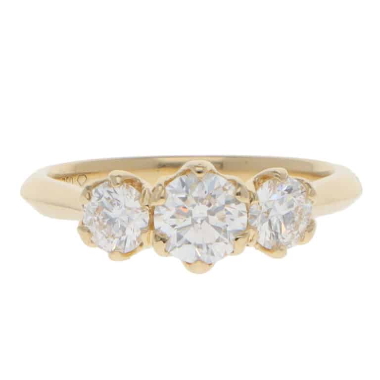 Contemporary GIA Certified Diamond Three Stone Ring