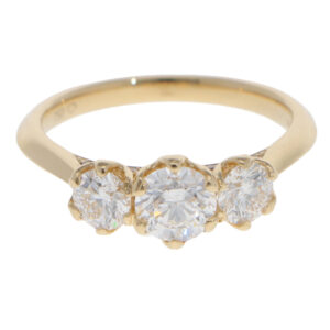 Contemporary GIA Certified Diamond Three Stone Ring