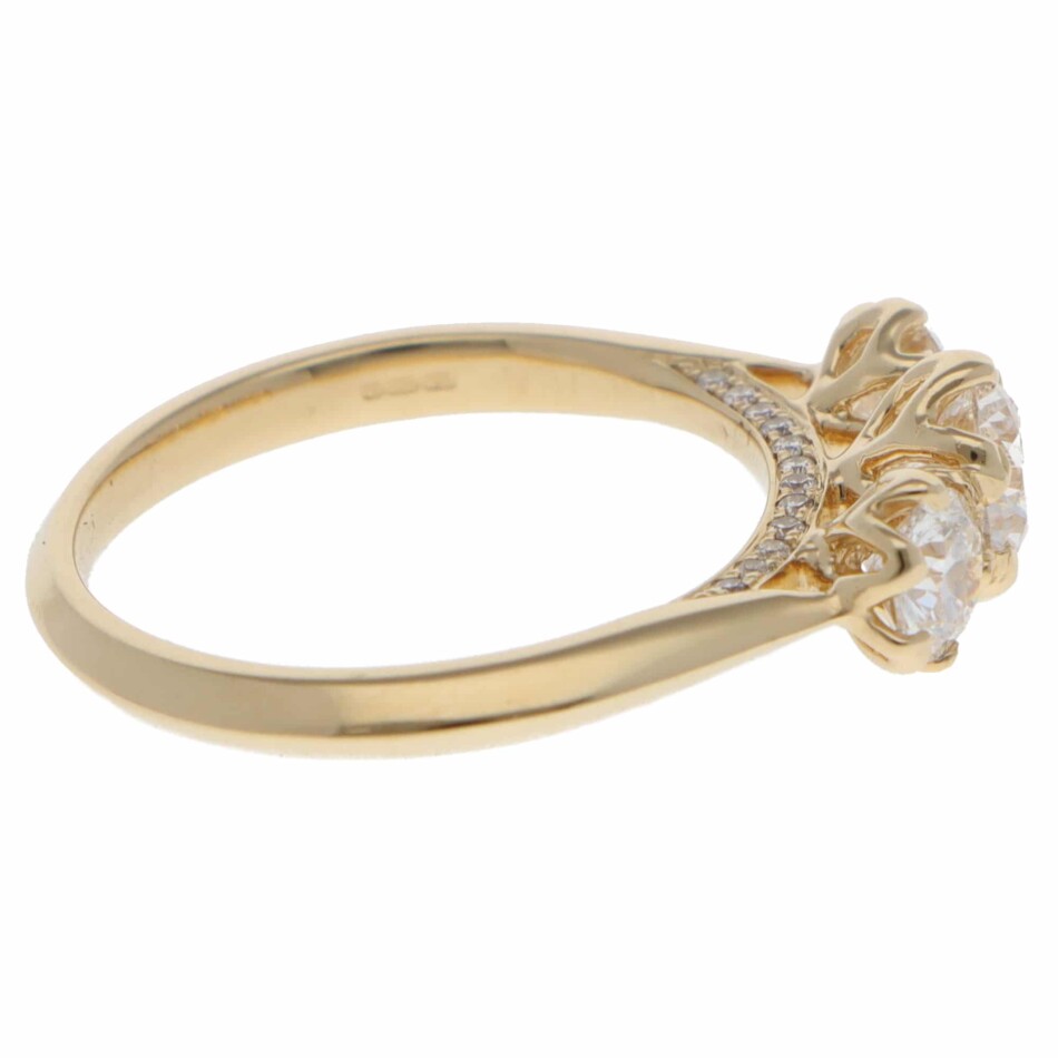 Contemporary GIA Certified Diamond Three Stone Ring