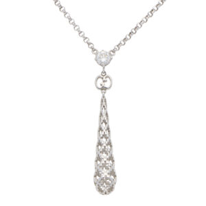 Vintage Gucci Diamantissima Diamond Drop Pendant Necklace
