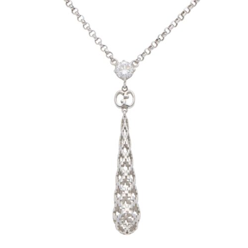 Vintage Gucci Diamantissima Diamond Drop Pendant Necklace