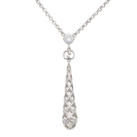 Vintage Gucci Diamantissima Diamond Drop Pendant Necklace