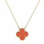 Vintage Van Cleef & Arpels Carnelian Alhambra Pendant Necklace