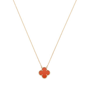 Vintage Van Cleef & Arpels Carnelian Alhambra Pendant Necklace