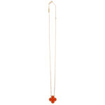 Vintage Van Cleef & Arpels Carnelian Alhambra Pendant Necklace