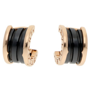 Vintage Bulgari B.zero1 Black Ceramic Earrings in Rose Gold