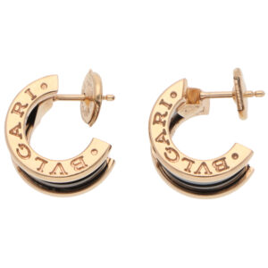 Vintage Bulgari B.zero1 Black Ceramic Earrings in Rose Gold