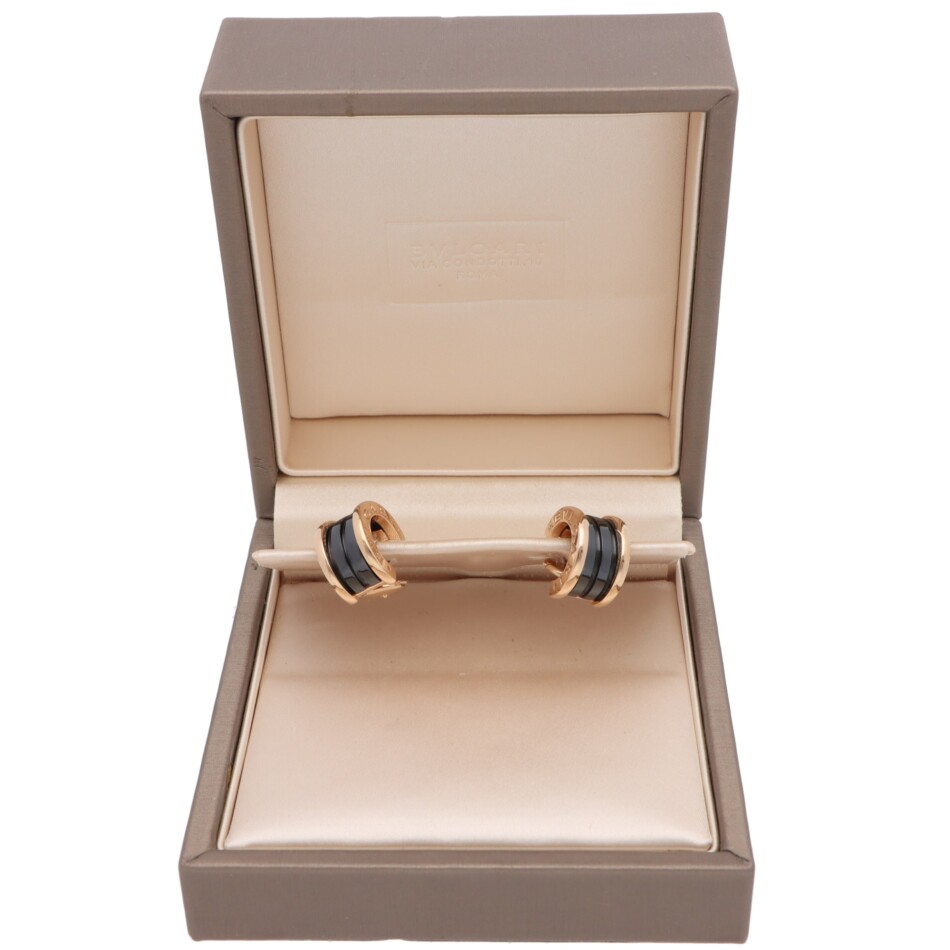 Vintage Bulgari B.zero1 Black Ceramic Earrings in Rose Gold
