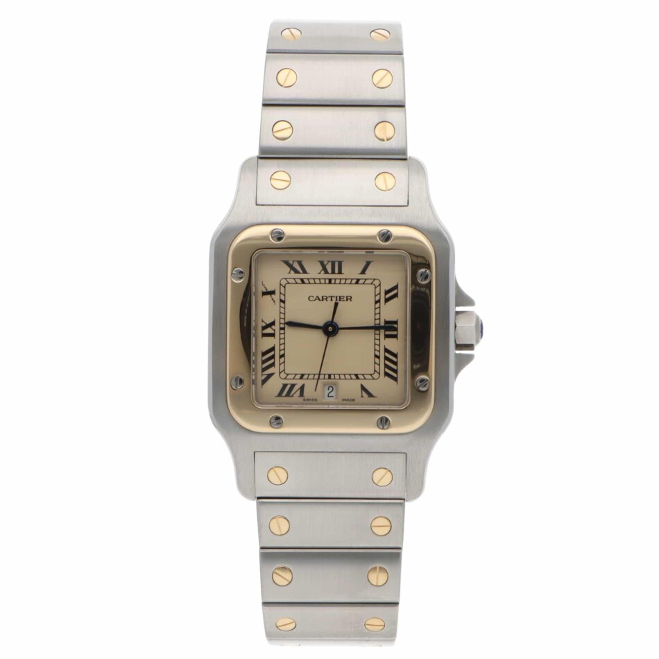 Vintage 29mm Cartier Santos Galbee Steel and Gold Quartz Watch