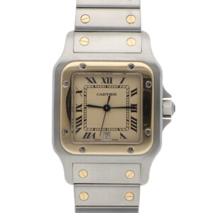 Vintage 29mm Cartier Santos Galbee Steel and Gold Quartz Watch