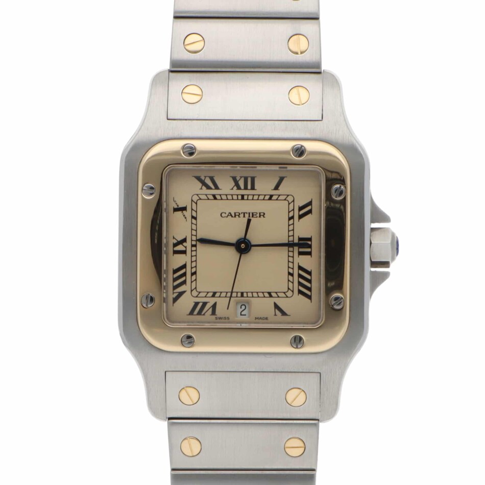 Vintage 29mm Cartier Santos Galbee Steel and Gold Quartz Watch