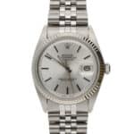 Vintage 36mm Rolex Datejust Steel Quartz Watch with Silver Dial