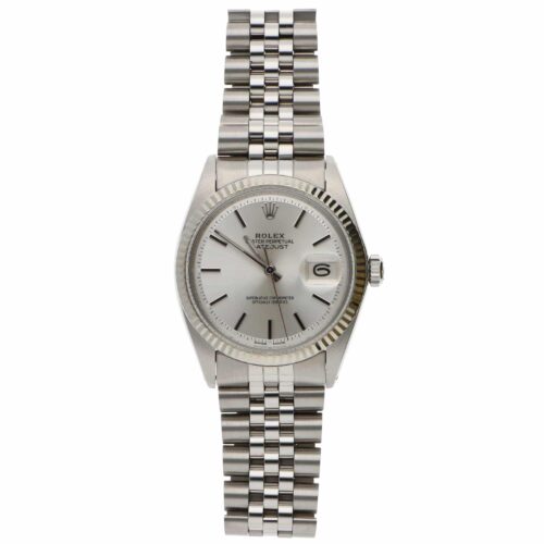 Vintage 36mm Rolex Datejust Steel Quartz Watch with Silver Dial