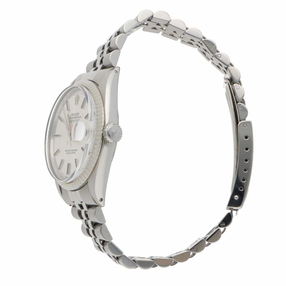 Vintage 36mm Rolex Datejust Steel Quartz Watch with Silver Dial