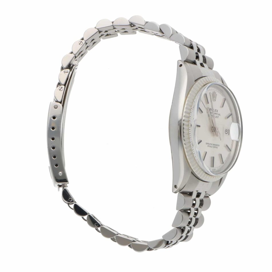 Vintage 36mm Rolex Datejust Steel Quartz Watch with Silver Dial