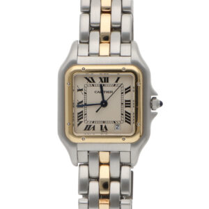 Vintage Cartier Panthere Steel and 1 Row Gold Quartz Watch