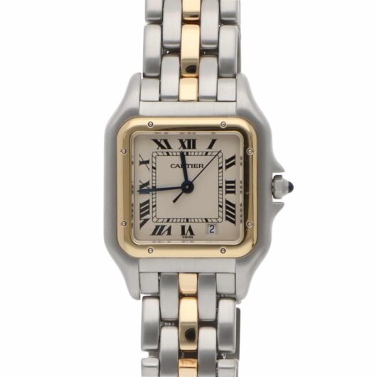 Vintage Cartier Panthere Steel and 1 Row Gold Quartz Watch
