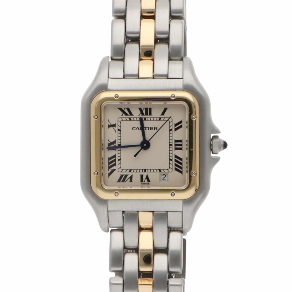 Vintage Cartier Panthere Steel and 1 Row Gold Quartz Watch