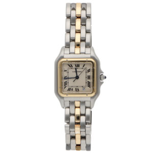 Vintage Cartier Panthere Steel and 1 Row Gold Quartz Watch