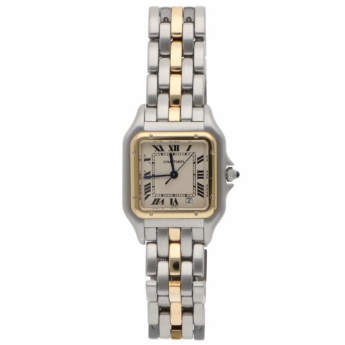 Vintage Cartier Panthere Steel and 1 Row Gold Quartz Watch