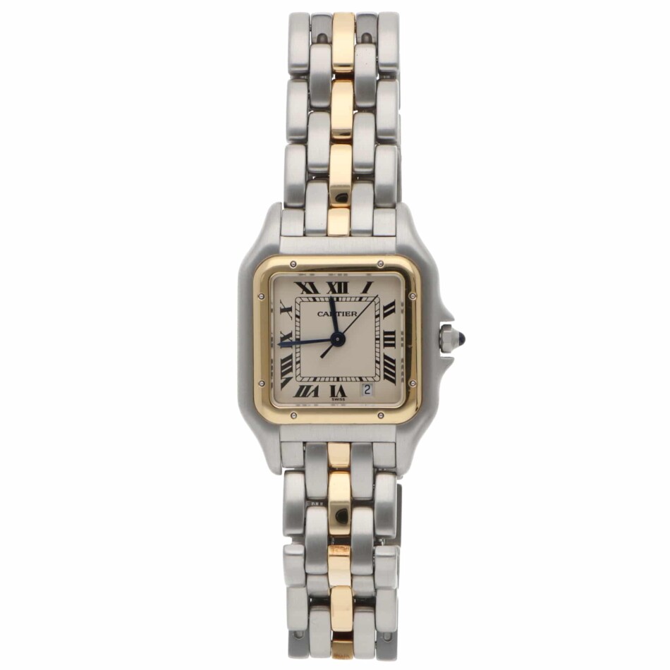Vintage Cartier Panthere Steel and 1 Row Gold Quartz Watch