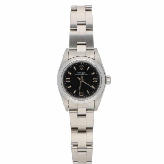 Vintage 1999 Rolex Oyster Perpetual Steel Watch with Black Dial
