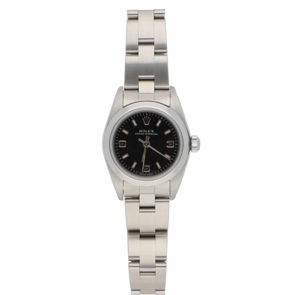 Vintage 1999 Rolex Oyster Perpetual Steel Watch with Black Dial