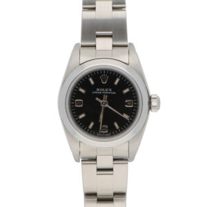 Vintage 1999 Rolex Oyster Perpetual Steel Watch with Black Dial