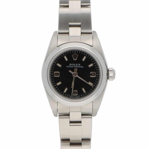 Vintage 1999 Rolex Oyster Perpetual Steel Watch with Black Dial