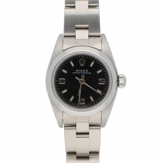 Vintage 1999 Rolex Oyster Perpetual Steel Watch with Black Dial