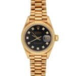 Vintage 1986 26mm Rolex Datejust Gold Watch with Black Dial