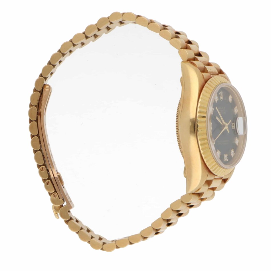 Vintage 1986 26mm Rolex Datejust Gold Watch with Black Dial