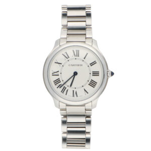 36mm Cartier Ronde Must Steel Watch with Ivory Dial