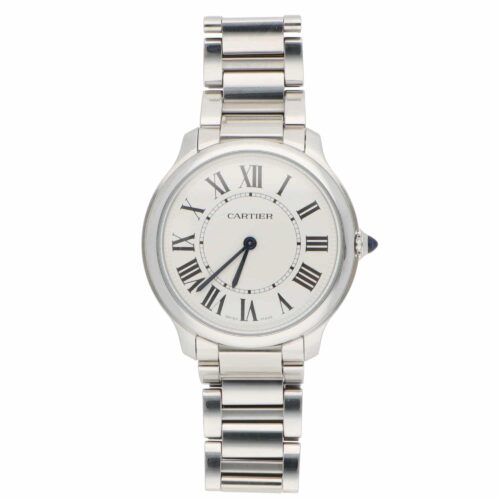 36mm Cartier Ronde Must Steel Watch with Ivory Dial