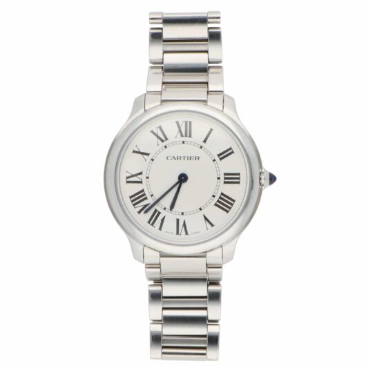 36mm Cartier Ronde Must Steel Watch with Ivory Dial