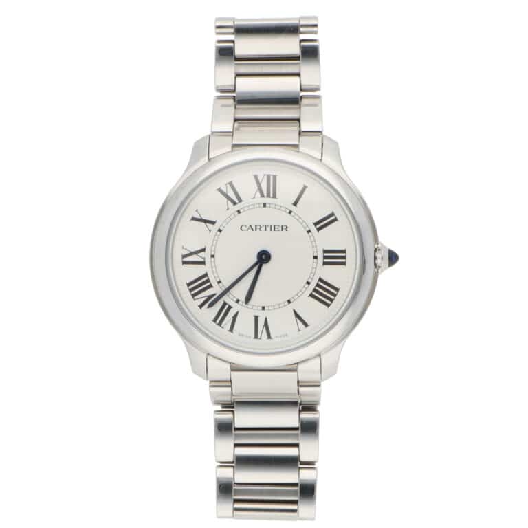 36mm Cartier Ronde Must Steel Watch with Ivory Dial