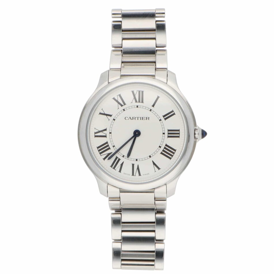 36mm Cartier Ronde Must Steel Watch with Ivory Dial