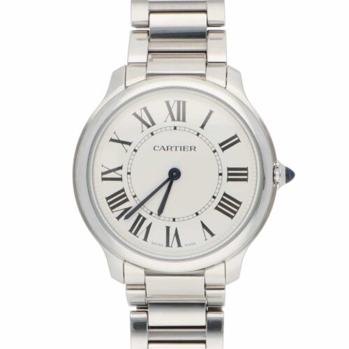 36mm Cartier Ronde Must Steel Watch with Ivory Dial