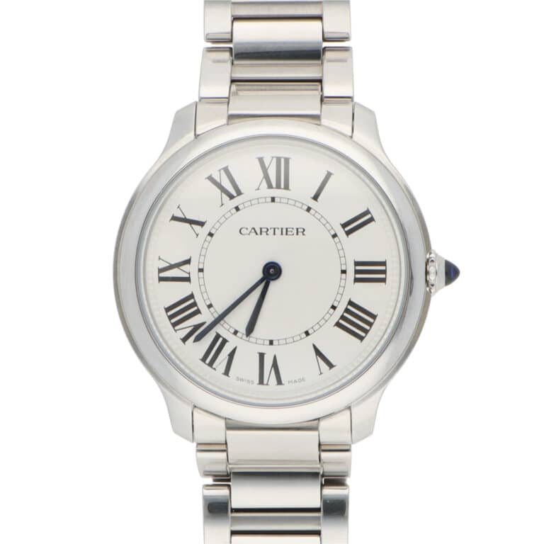 36mm Cartier Ronde Must Steel Watch with Ivory Dial