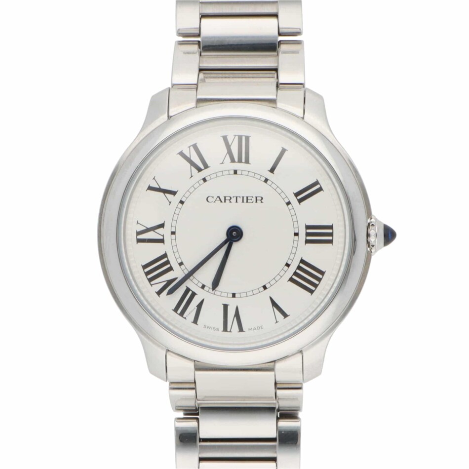 36mm Cartier Ronde Must Steel Watch with Ivory Dial