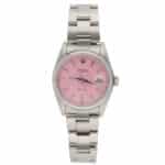 Vintage 34mm Rolex Precision Steel Watch with Custom Pink Dial