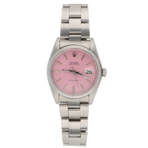 Vintage 34mm Rolex Precision Steel Watch with Custom Pink Dial