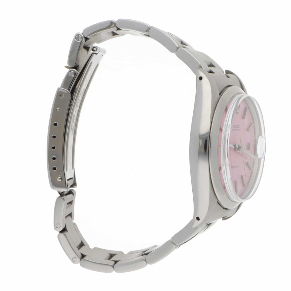 Vintage 34mm Rolex Precision Steel Watch with Custom Pink Dial