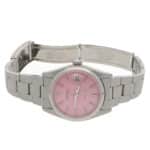 Vintage 34mm Rolex Precision Steel Watch with Custom Pink Dial