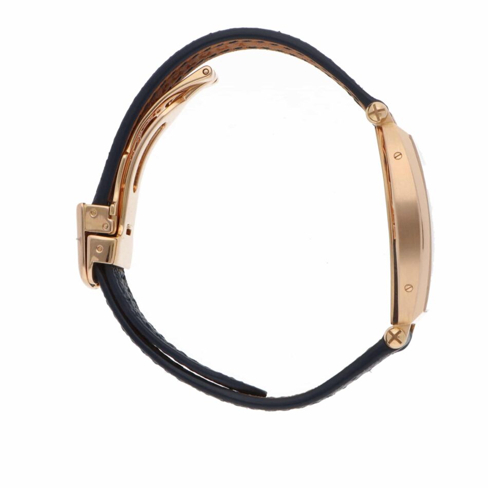 Vintage Cartier Tonneau Rose Gold Watch with Guilloche Dial