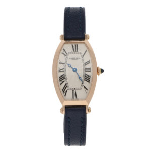 Vintage Cartier Tonneau Rose Gold Watch with Guilloche Dial