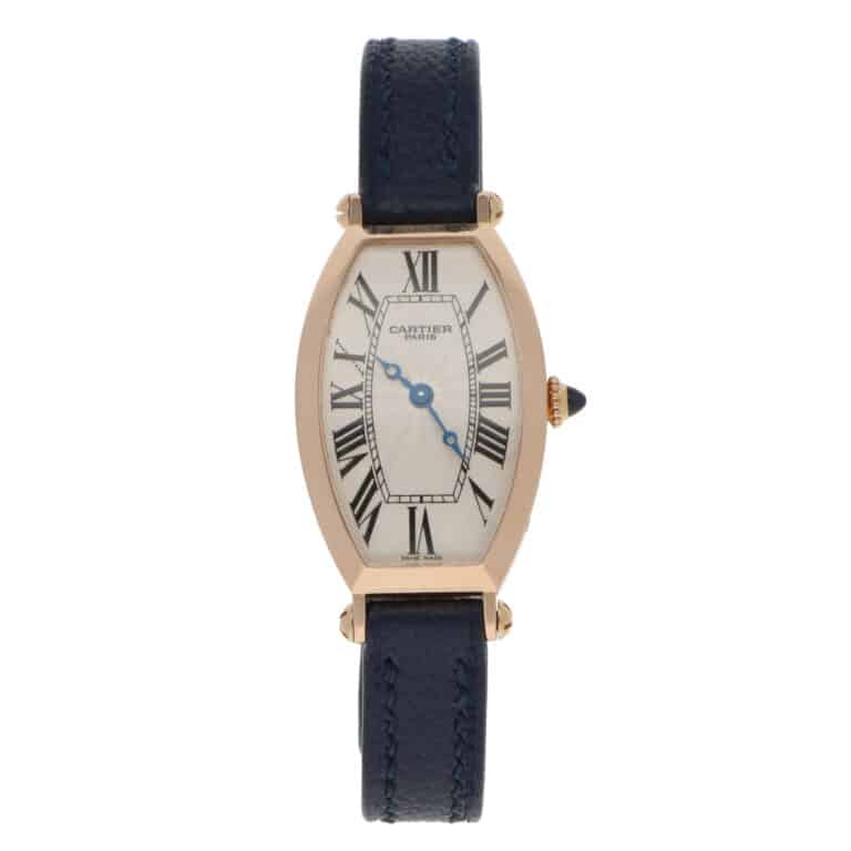Vintage Cartier Tonneau Rose Gold Watch with Guilloche Dial