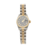 Vintage 1993 Rolex Lady Datejust Watch with Black Pyramid Dial