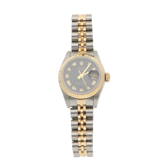 Vintage 1993 Rolex Lady Datejust Watch with Black Pyramid Dial