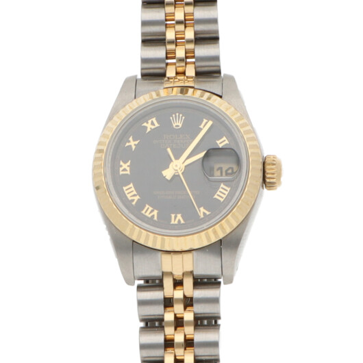 Vintage 1993 Rolex Lady Datejust Watch with Black Pyramid Dial